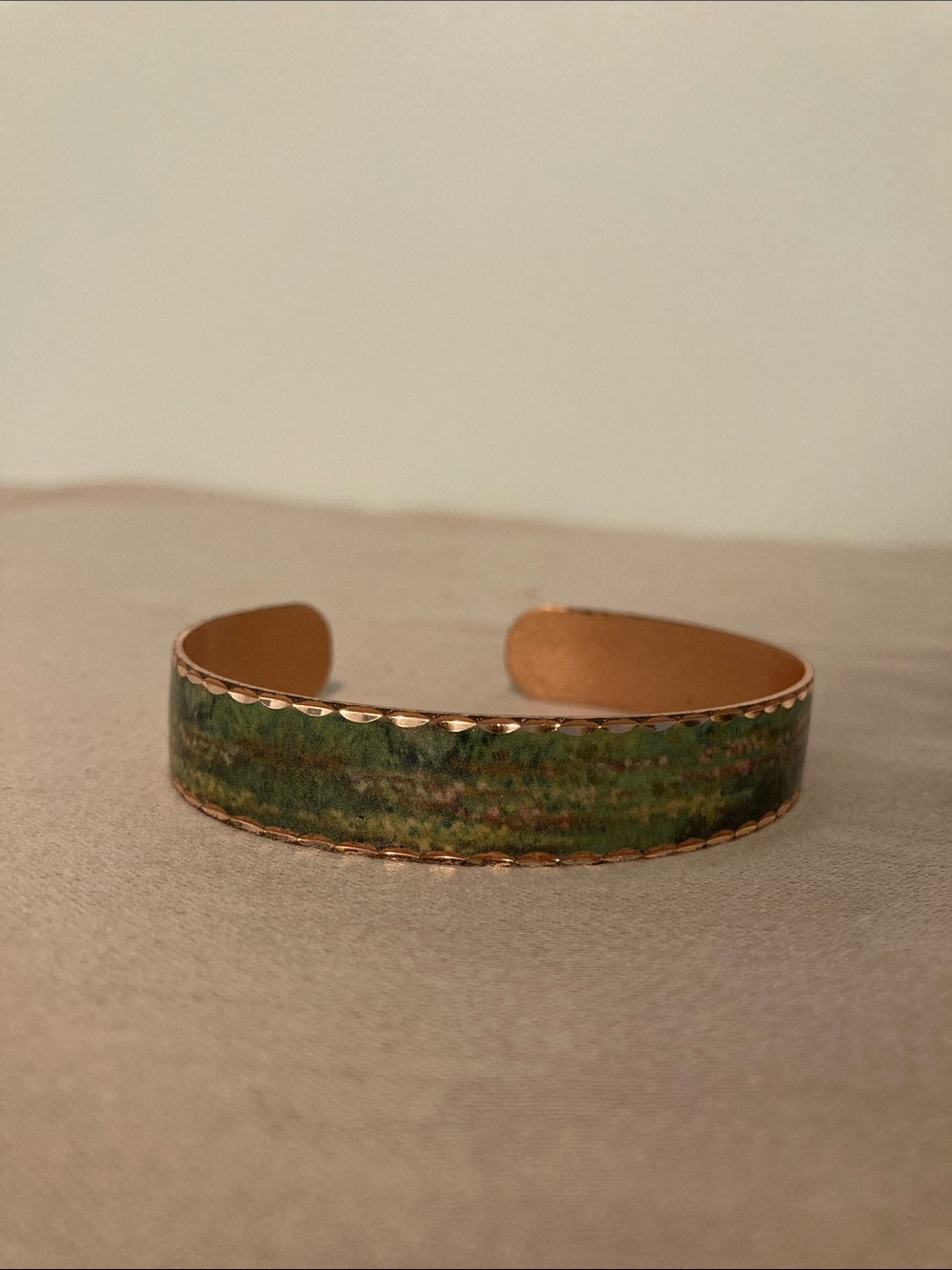 Monet-inspired Water Lilies Copper Cuff Bracelet Never Worn